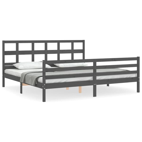 vidaXL Cadre de lit sans matelas gris 200x200 cm bois massif