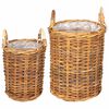 vidaXL Panier de Plante GENDT 2 pi&egrave;ces Brun Naturel Rattan Kubu