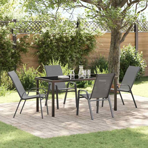vidaXL Ensemble de salle &agrave; manger pour jardin 5 pcs Gris