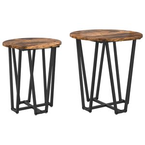 vidaXL Ensemble de tables d'appoint 2 pc Ch&ecirc;ne fum&eacute; et noir