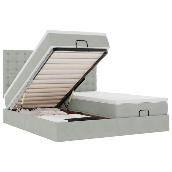 VidaXL Cadre de lit ottoman et matelas gris clair 160x200cm velours