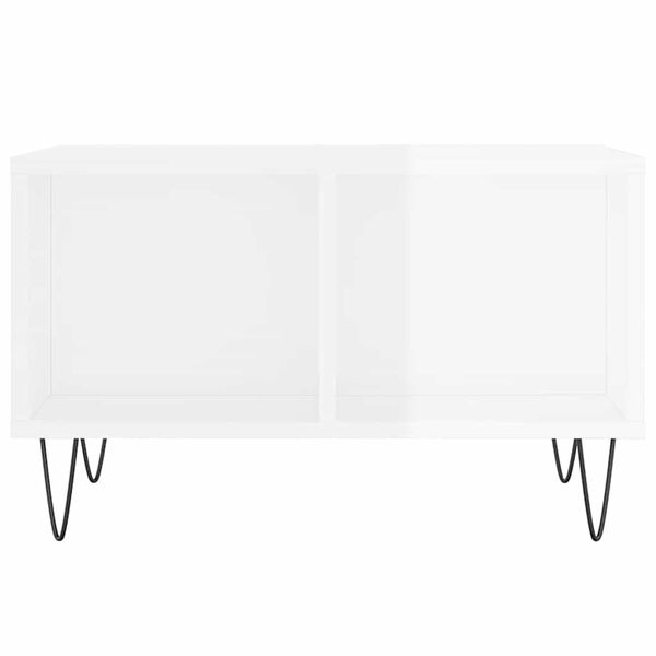 vidaXL Table basse Blanc brillant 60x50x36,5 cm Bois d'ing&eacute;nierie