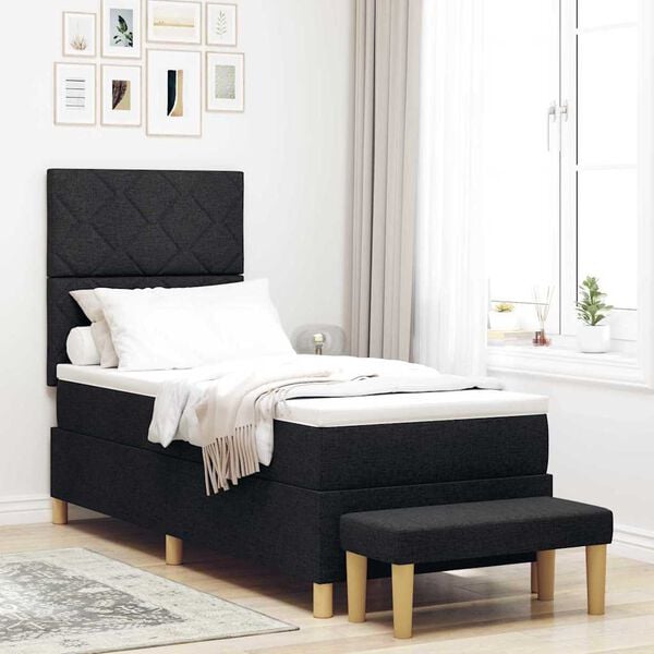 vidaXL Lit &agrave; ressorts avec matelas Noir 80 x 200 cm tissu