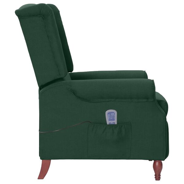 vidaXL Fauteuil de massage inclinable Vert fonc&eacute; Tissu