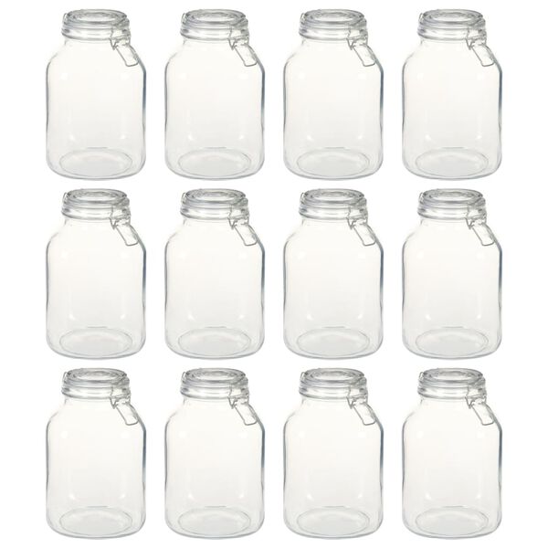 vidaXL Pots en verre avec serrure 12 pcs 3 L