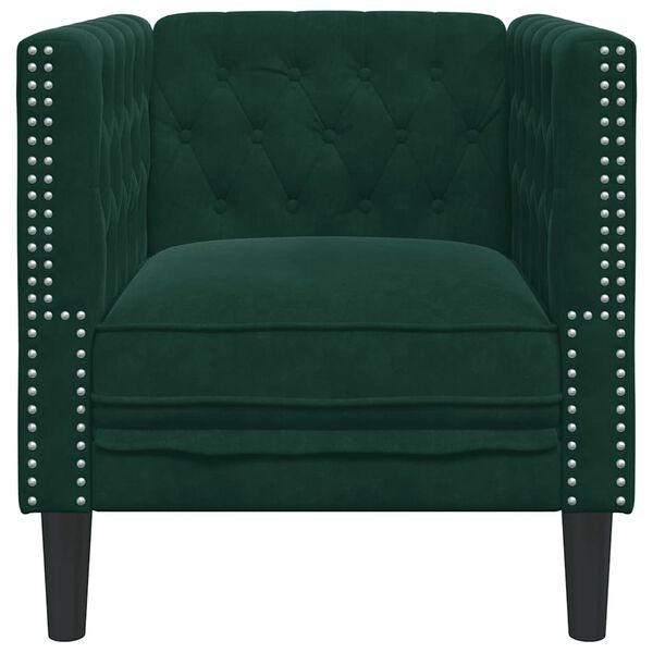 vidaXL Fauteuil Chesterfield vert fonc&eacute; velours