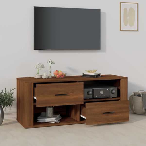 vidaXL Meuble TV Ch&ecirc;ne marron 100x35x40 cm Bois d'ing&eacute;nierie