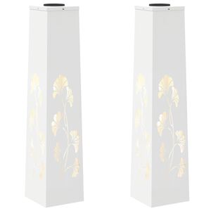 vidaXL Lumi&egrave;re de chemin LED solaire 2 pc Blanc chaud 18 x 18 x 80 cm