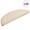 vidaXL Tapis d'escalier 30 pi&egrave;ces 56 x 17 x 3 cm Cr&egrave;me Demi-rond