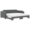 vidaXL Lit de jour avec gigogne et matelas gris fonc&eacute; 90x190 cm tissu
