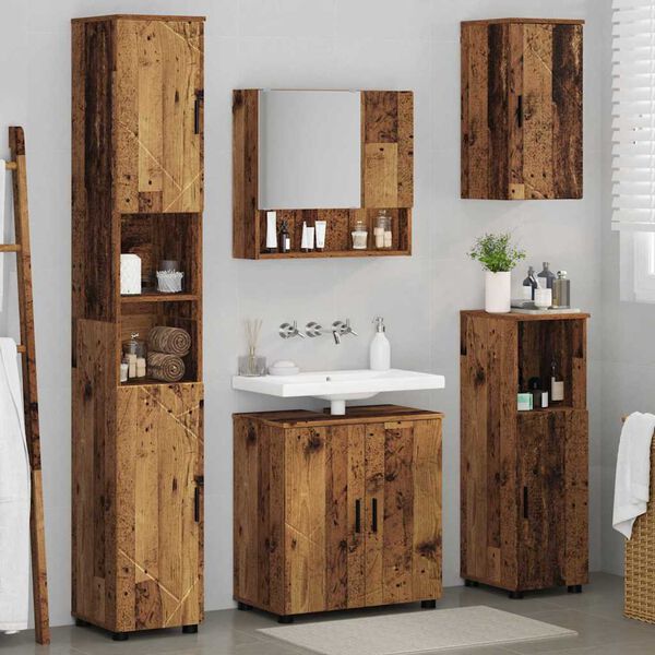 vidaXL Ensemble de mobilier de salle de bain 5 pcs Bois Ancien