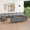 vidaXL Salon de jardin 14 pcs Gris Bois de pin massif