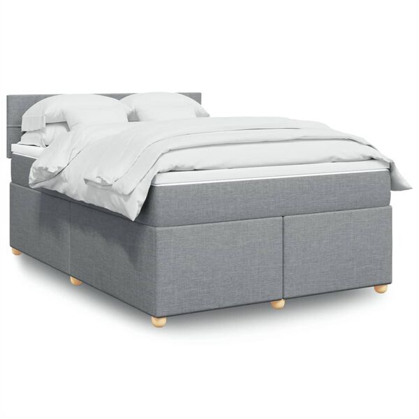 vidaXL Sommier &agrave; lattes de lit avec matelas Gris clair 140x200cm Tissu
