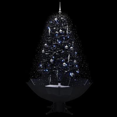 vidaXL Arbre de Noël neigeux avec base de parapluie Noir 170 cm PVC