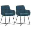 vidaXL Chaises de salle &agrave; manger 2 pc Velours Bleu 59 x 56,5 x 86 cm