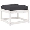 vidaXL Repose-pied de jardin avec coussins blanc bois de pin massif