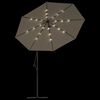 vidaXL Parasol de jardin en porte-&agrave;-faux et lumi&egrave;res LED m&acirc;t en acier
