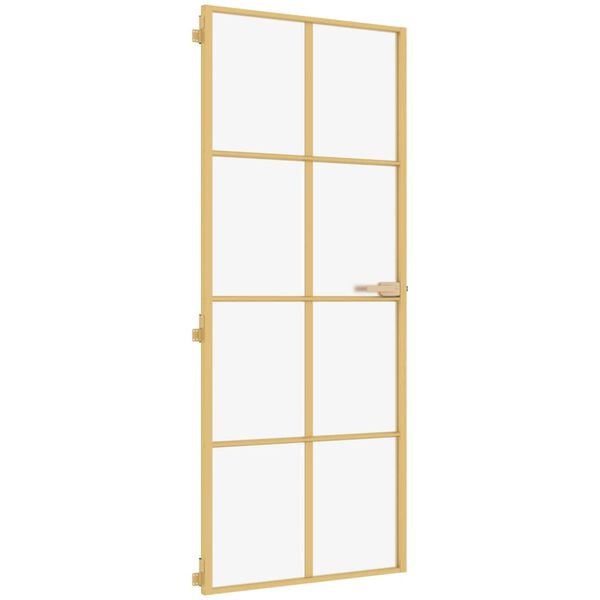 vidaXL Porte int&eacute;rieure mince dor&eacute; 83x201,5 cm verre tremp&eacute; aluminium
