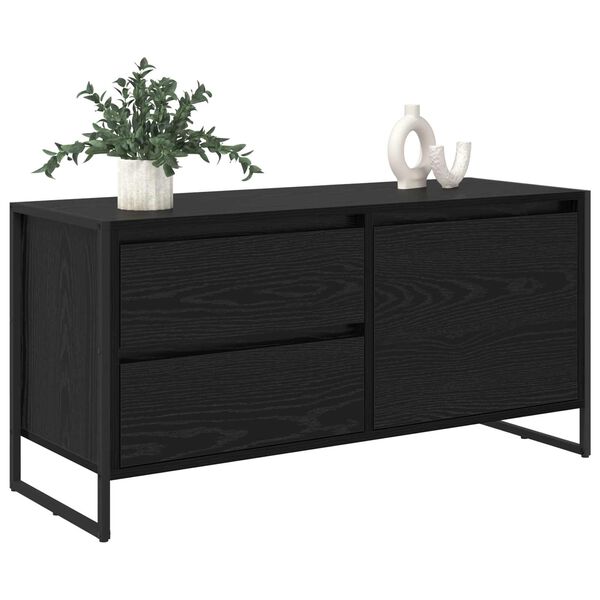 vidaXL Meuble TV Ch&ecirc;ne noir 100 x 36 x 49.5 cm Bois d'ing&eacute;nierie