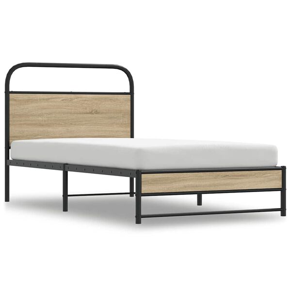 vidaXL Cadre de lit sans matelas 90x190cm ch&ecirc;ne fum&eacute; bois d'ing&eacute;nierie