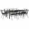 vidaXL Ensemble &agrave; manger de jardin coussins 9pcs noir poly rotin verre