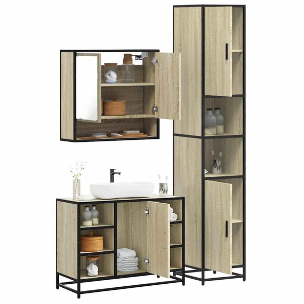 vidaXL Ensemble de meubles de salle de bain 3 pcs chêne sonoma
