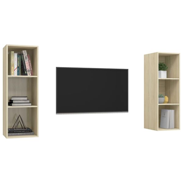vidaXL Meubles TV muraux 2 pcs Ch&ecirc;ne sonoma Bois d'ing&eacute;nierie