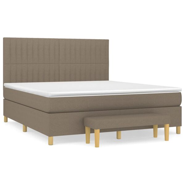 vidaXL Sommier &agrave; lattes de lit avec matelas Taupe 180x200 cm Tissu