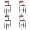vidaXL Chaises de bar lot de 4 contreplaqu&eacute; solide et acier