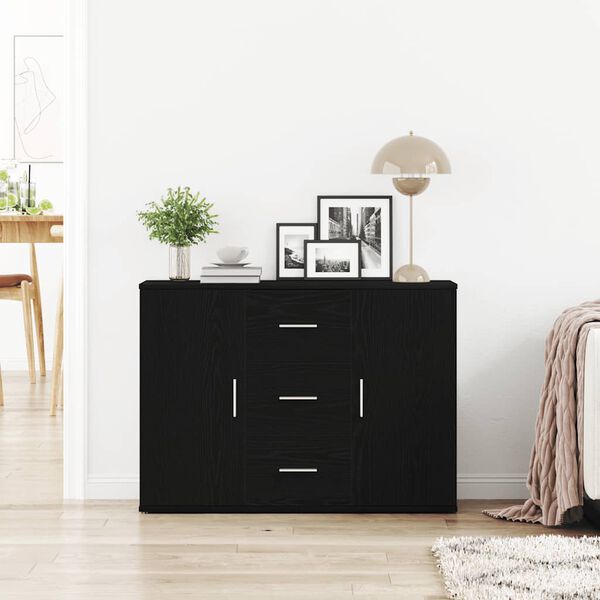 vidaXL Buffet chêne noir 91x29,5x65 cm bois d'ingénierie