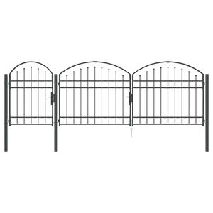 vidaXL Portail de cl&ocirc;ture de jardin avec sommet en arc Gris 4 x 1,25 m