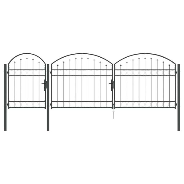 vidaXL Portail de cl&ocirc;ture de jardin avec sommet en arc Gris 4 x 1,25 m