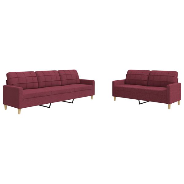 vidaXL Ensemble de canap&eacute;s 2 pcs rouge bordeaux tissu