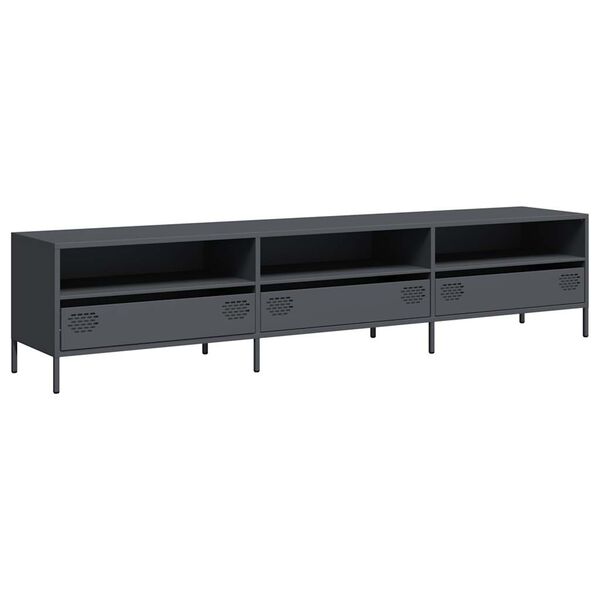vidaXL Meuble TV anthracite 202x39x43,5 cm acier laminé à froid