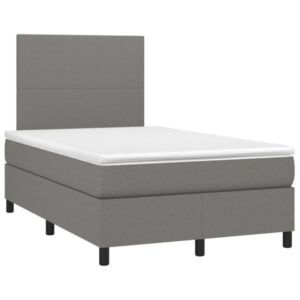 vidaXL Sommier &agrave; lattes de lit et matelas et LED Gris fonc&eacute; 120x200 cm