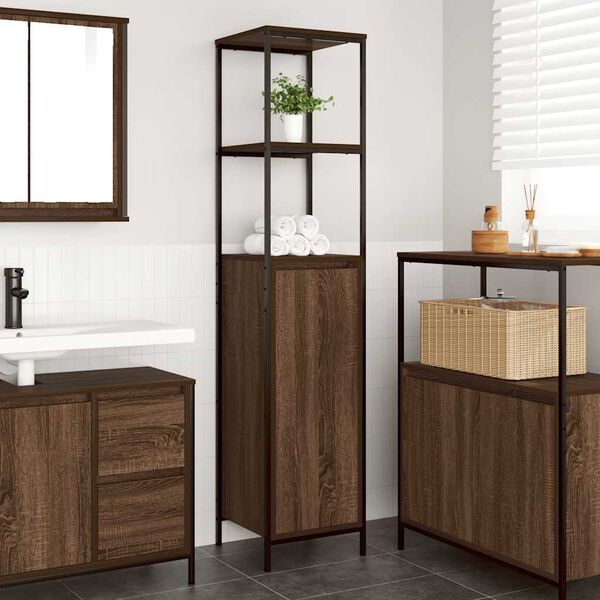 vidaXL Meuble de salle de bain avec étagères chêne marron 36x35x165 cm
