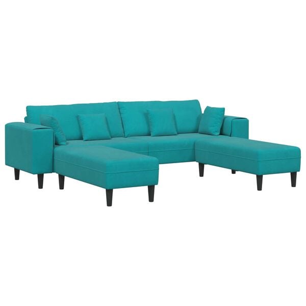 vidaXL Canapé avec coussin 3 pcs Turquoise Velours