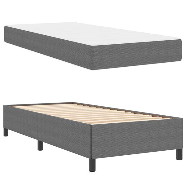 vidaXL Cadre de lit avec matelas Gris clair 100 x 200 cm tissu