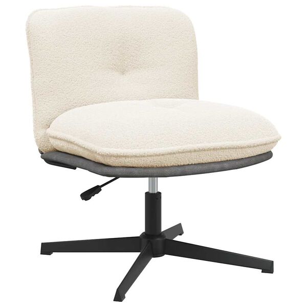 vidaXL Chaise pivotante de bureau cr&egrave;me boucl&eacute; comme de la laine tissu