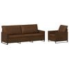 vidaXL Ensemble de Canap&eacute;s 2 pcs Marron Tissu en su&egrave;de synth&eacute;tique