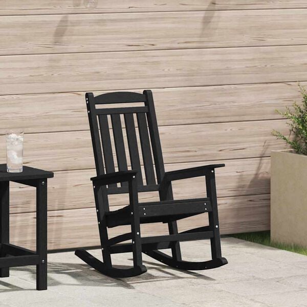 vidaXL Chaise Berçante de Jardin Noir 70 x 92 x 108 cm HDPE