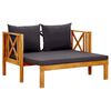 vidaXL Banc de jardin 2 places et coussins 122 cm Bois d'acacia massif
