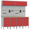 vidaXL Ensemble de placards de travail avec tiroir 10 pcs Rouge