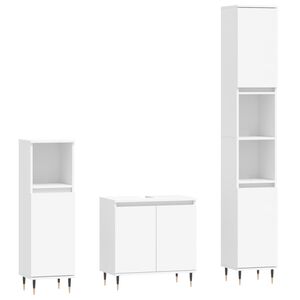 vidaXL Ensemble d'armoires salle de bain 3 pcs blanc bois d'ing&eacute;nierie