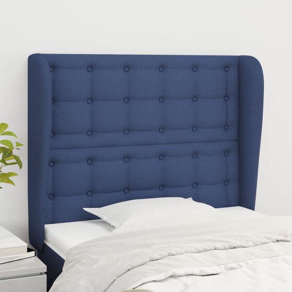 vidaXL T&ecirc;te de lit avec oreilles Bleu 103x23x118/128 cm Tissu