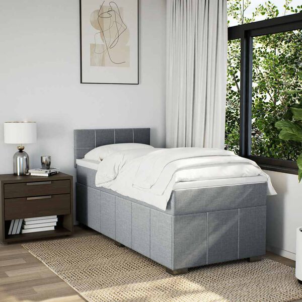 vidaXL Sommier &agrave; lattes de lit avec matelas gris clair 80x200 cm tissu