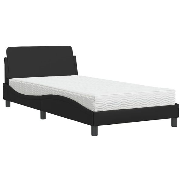 vidaXL Lit avec matelas Dover noir 100x200 cm similicuir
