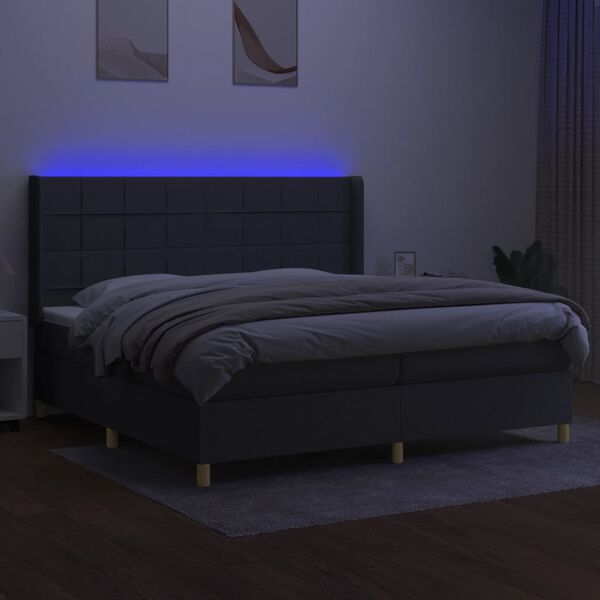 vidaXL Sommier &agrave; lattes de lit matelas LED Gris fonc&eacute; 200x200 cm Tissu