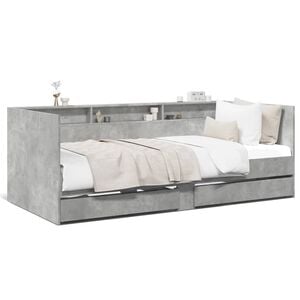 vidaXL Lit de jour avec tiroirs sans matelas gris b&eacute;ton 100x200 cm