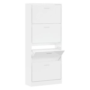 vidaXL Armoire &agrave; chaussure Blanc brillant 63x24x147 cm Bois ing&eacute;nierie